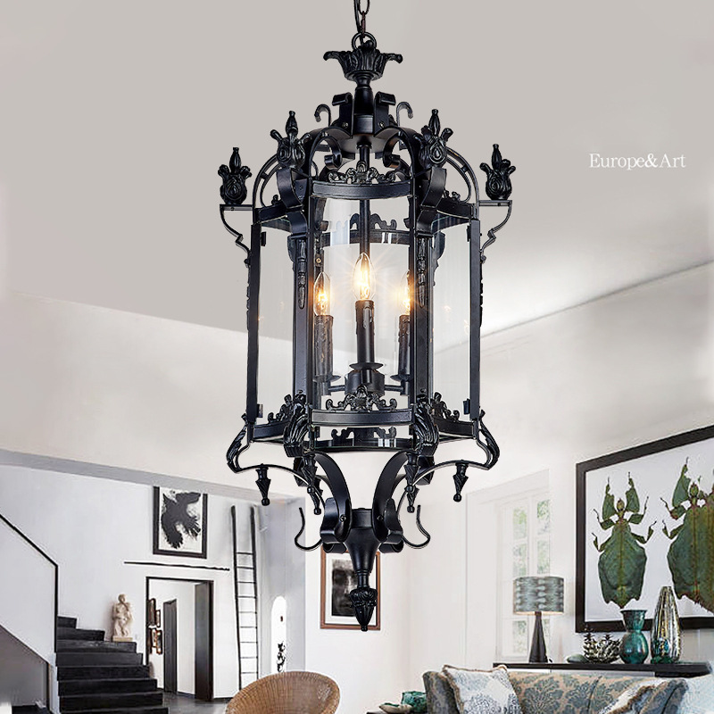 Chandelier Ceiling Nordic Modern Hanging Lights For Dining Room Pendant Light Chandeliers hotel hall black candle lamp