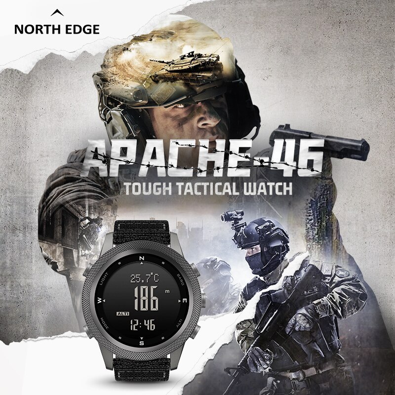 North Edge 2024 Apache46 smart watch Men sport smartwatch for Climbing Swimming Compass Altimeter Apache 46 smart watches