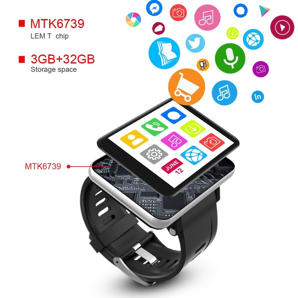 LEMFO LEMT 4G 2024 GPS lem t Smart Watch Android 7.1 3GB 32GB 5MP Camera 480*640 Resolution 2700mah Battery mens Smartwatch Men