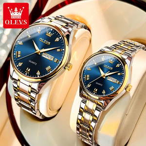 OLEVS 5563 2024 Women Watches Luxury Fashion Rhinestone Stainless Steel Dual Calendar Quartz Ladies olevs lover couple watch