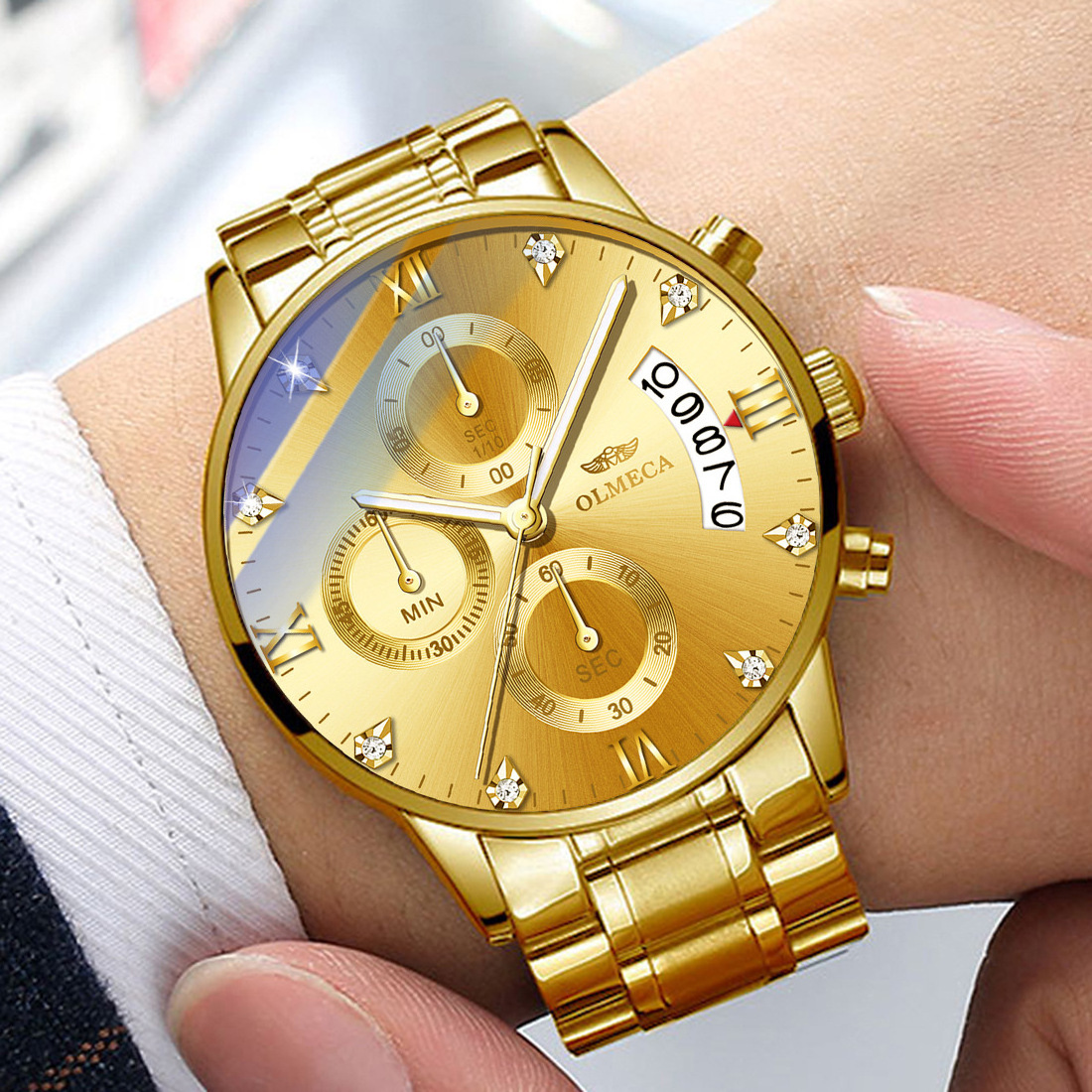 OLMECA 878 2024 Fashion mens watches top brand luxury relogio Watch men gift Business dress Male Quartz Wristwatches Date Clock