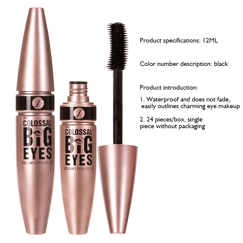 Lengthening Rose Gold Tube 24 Pieces Per Box Black Mascara Long-lasting Smudge-free Waterproof Mascara For Beauty