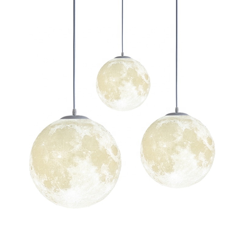 Home Decorate Moon Pendant Lamp 3D Printing Ceiling moon Light loft globe artistic Chandelier Pendant light