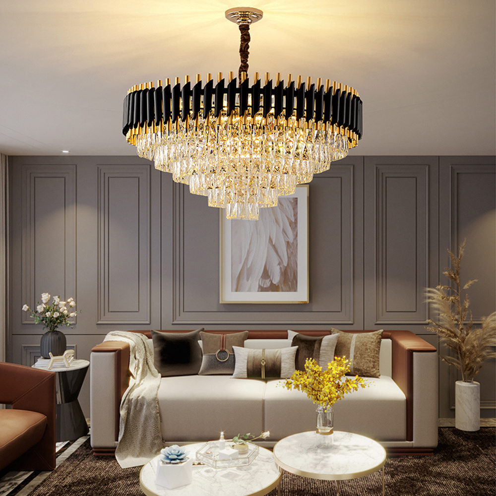 2021 luxury modern ceiling pendant lights gold black crystal antique chandelier