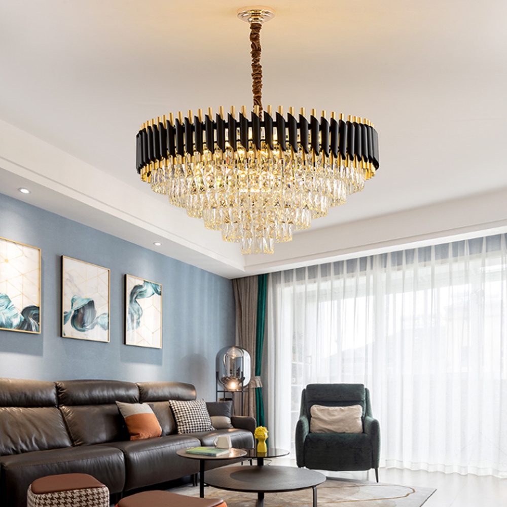 2021 luxury modern ceiling pendant lights gold black crystal antique chandelier