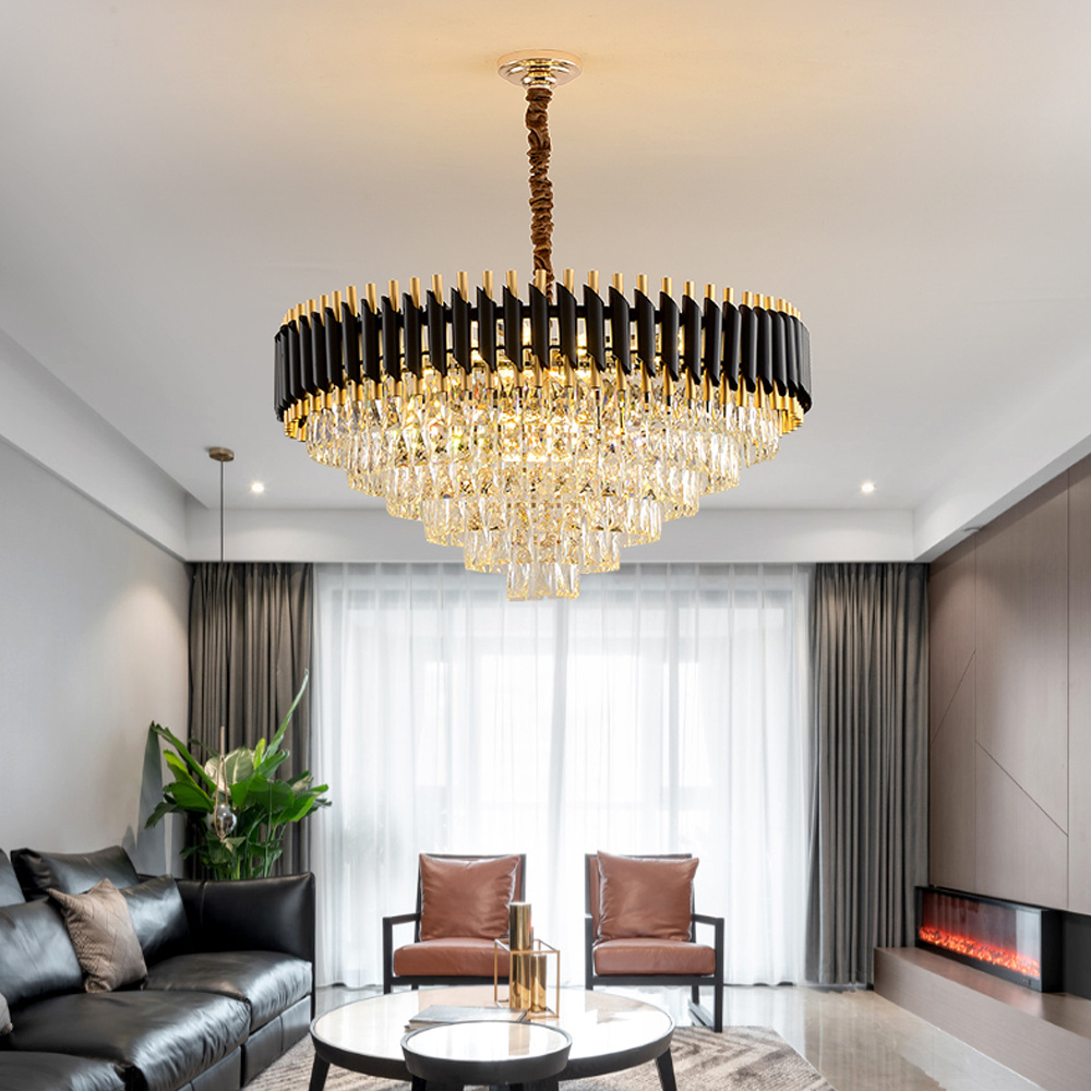 2021 luxury modern ceiling pendant lights gold black crystal antique chandelier