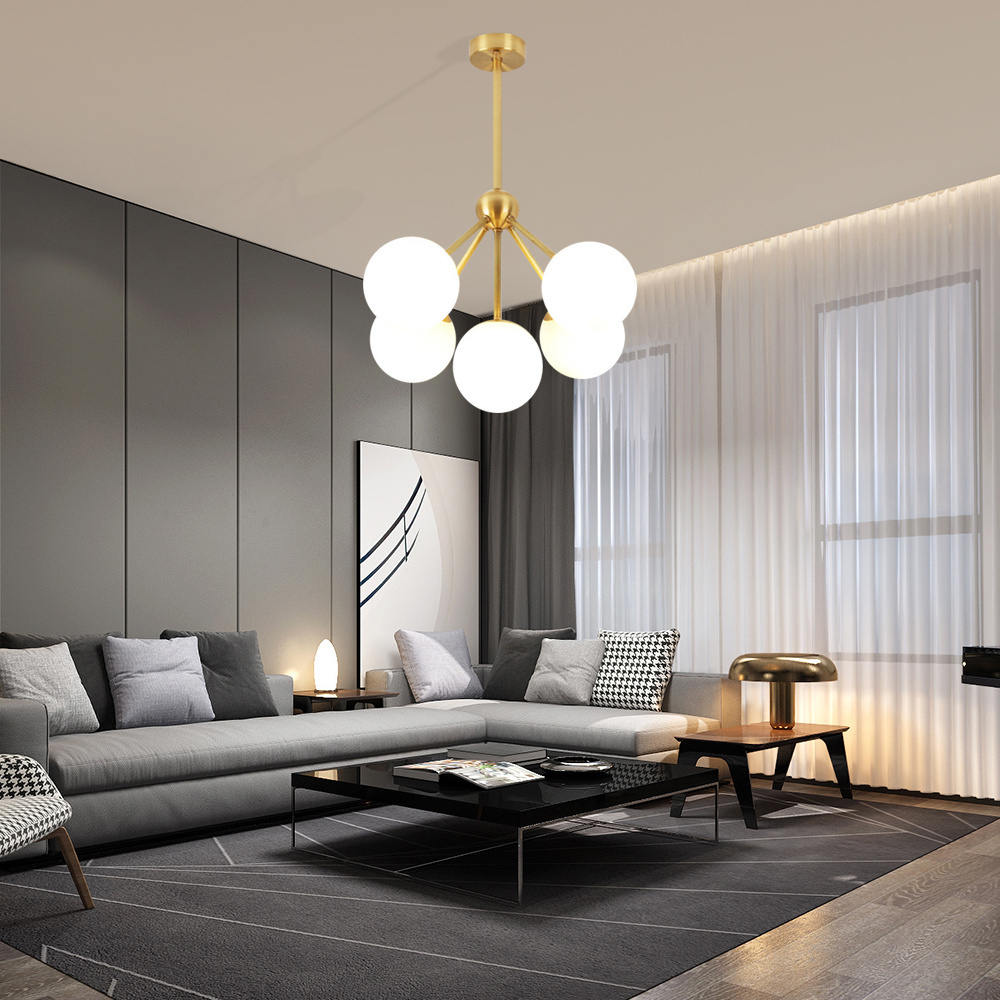 Globe Suspension Simple Ceiling Hanging Lighting Modern Nordic Golden Rings Metal Pendant Lights