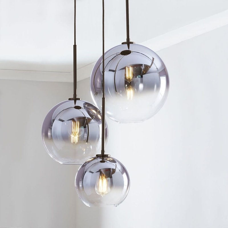 Nordic Decor Home E27 Gold Hanging Lamp Modern Led Glass Globe Bubble Ball Pendant Light