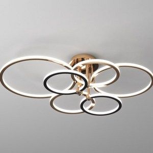 Modern LED Ceiling Lamp Luxury Gold Square Round Semi Flush Mount Modern Stainless Steel Circle Hanging Ring Ceiling Light