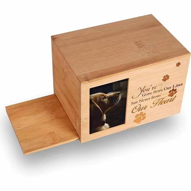 Custom Pet Urn Ashes Funeral Photo Frame Eco-friendly Wood Pet Urn For Dog Ashes