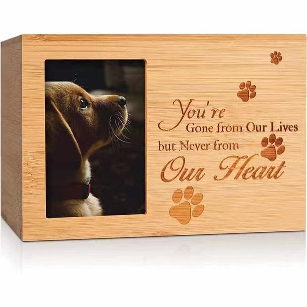 Custom Pet Urn Ashes Funeral Photo Frame Eco-friendly Wood Pet Urn For Dog Ashes