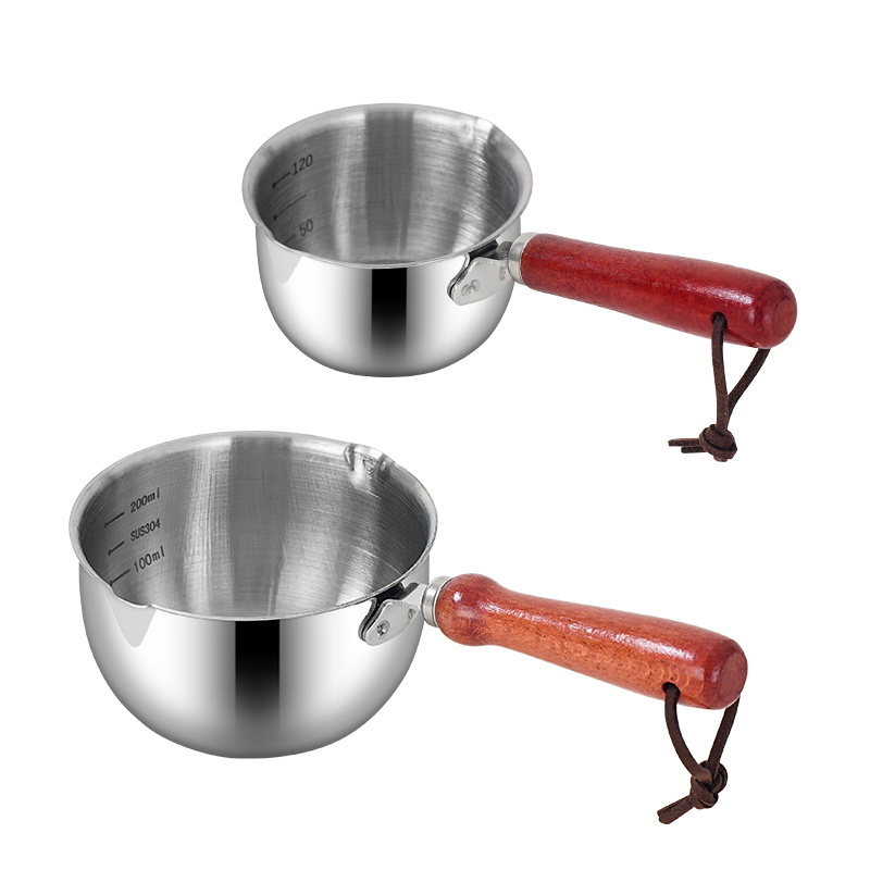 430 Stainless Steel Mini Frying Pan Household Hot Oil Pan Boiled Eggs Hot Chocolate Hot Milk Pot Household Multi-purpose Pot