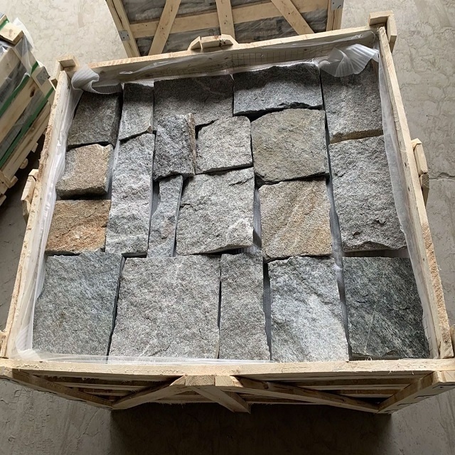 Random Natural Slate Paving Stone Meshed Flagstone Pavers Mats Split Culture Slate Veneer