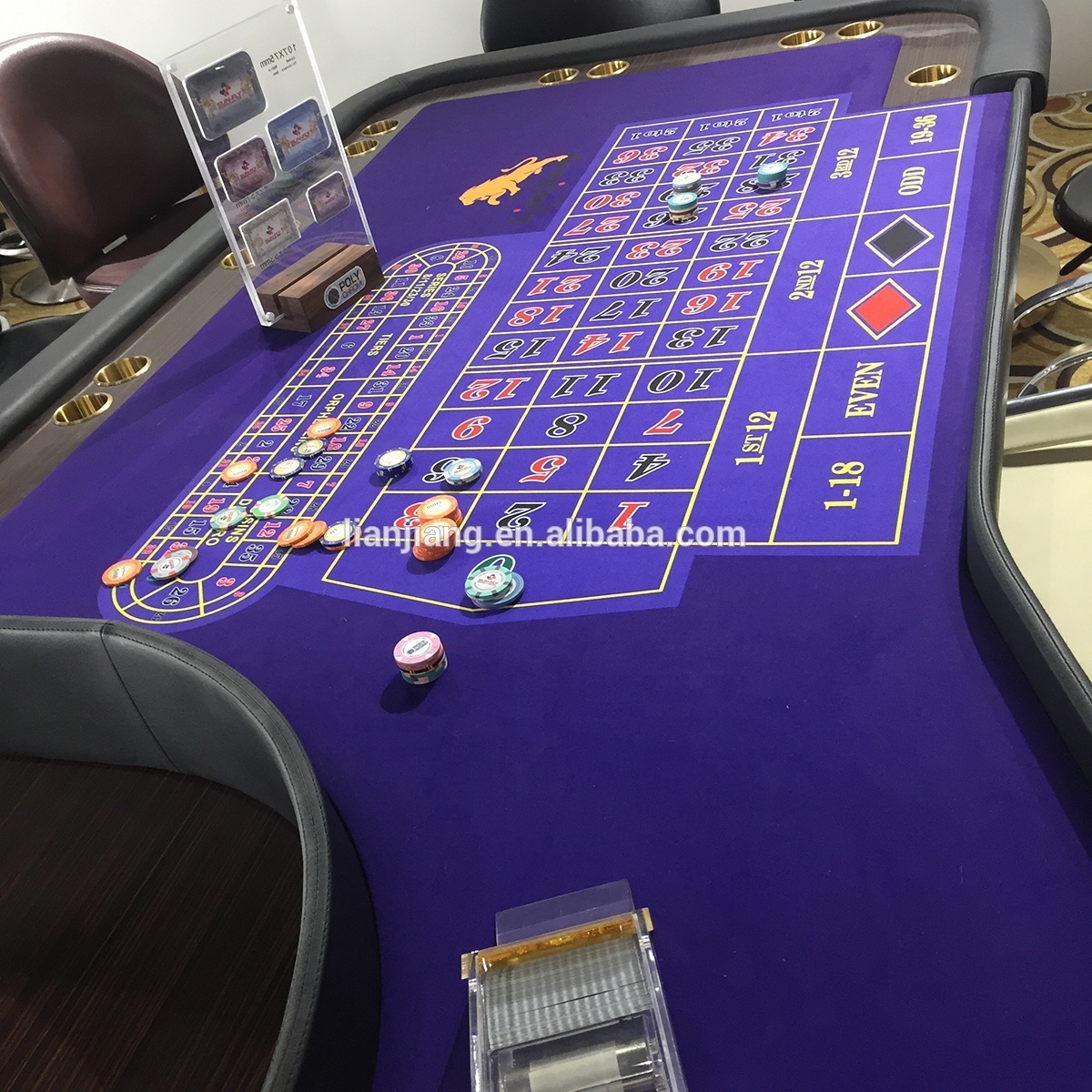 High class casino roulette poker table with cup holder