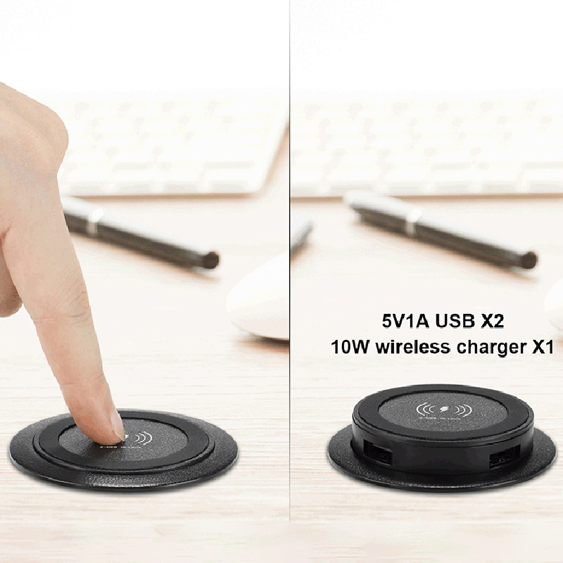 2024 new Integrated Desk Fast Wireless Charger 15W USB Hub  smart Embedded Table furniture Charging