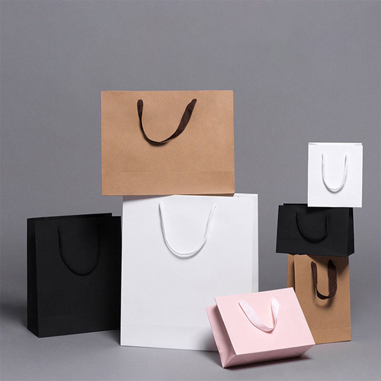 Luxury Custom Size Package Paper Handle Paper Bag Kraft Paper Shopping Bag