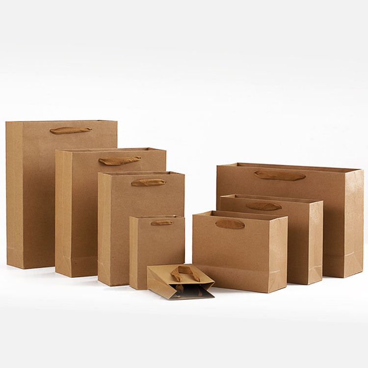 Luxury Custom Size Package Paper Handle Paper Bag Kraft Paper Shopping Bag