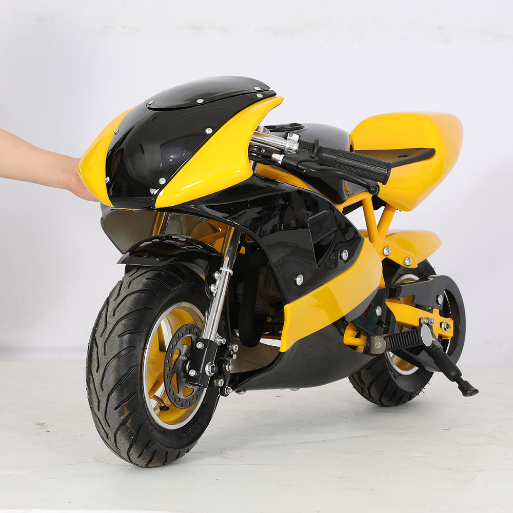 Lianmei own patent 49cc gas two stroke electric kids sport racing off road mini motorcycle dirt pit bike pocket rocket