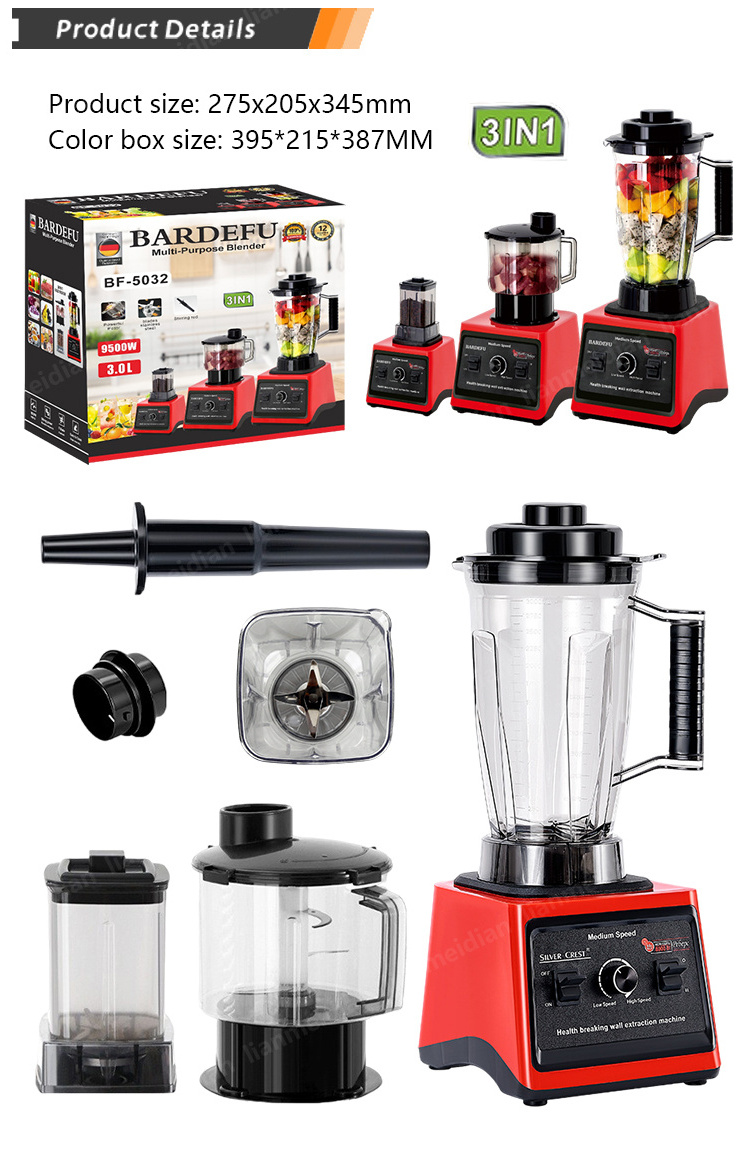 BF-5032 9500w Popular Smoothies Shakes Food Chopping Blender and Food Processor Combo 3 in 1 Food Processor