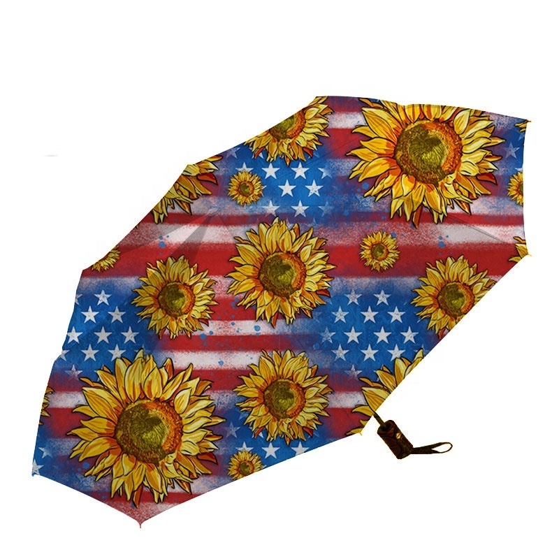 4th of July Army Boots American Flag Sunflower Print Folding Umbrella