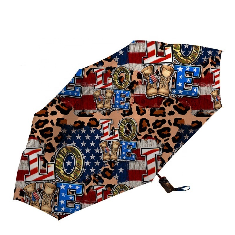 4th of July Army Boots American Flag Sunflower Print Folding Umbrella