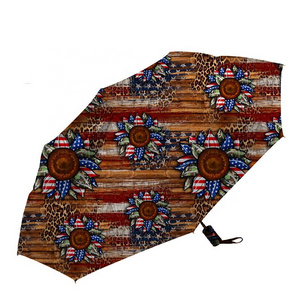 4th of July Army Boots American Flag Sunflower Print Folding Umbrella