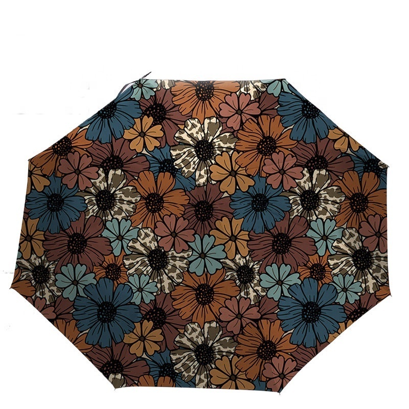 Retro Sunflower Colorful Flowers Umbrella For Daily Use