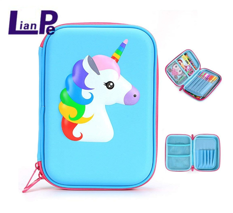 Special Beautiful 3D cartoon case hard shell storage EVA pencil-box case with inner mesh pouch