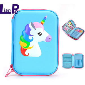 Special Beautiful 3D cartoon case hard shell storage EVA pencil-box case with inner mesh pouch