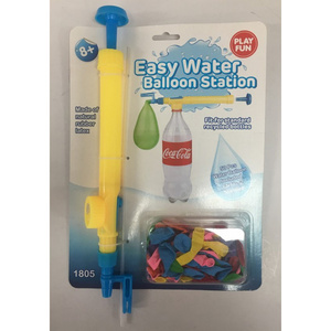 Plastic water balloon pump filler with Pepsi Cola bottle