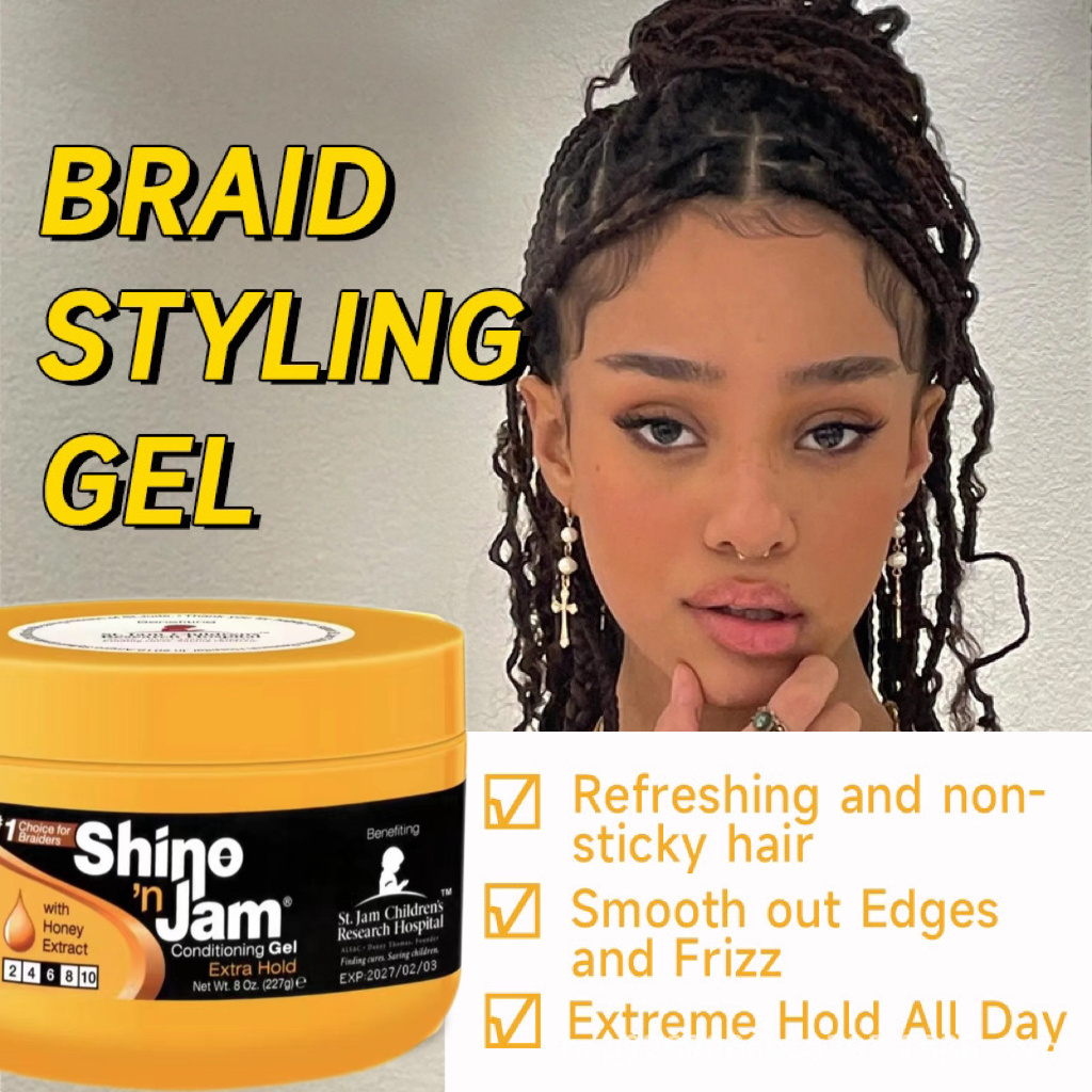 Private Label Shine and Jam Conditioning Gel Extra Hold Edge Control for Braiders Styling Gel Great for Braiding Smooth 8oz