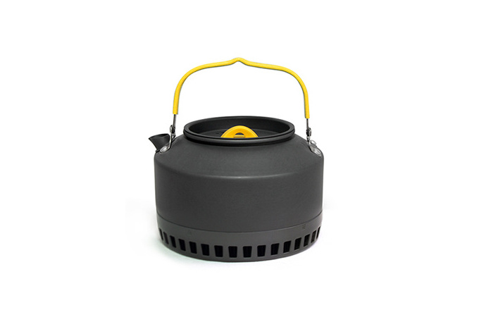 800ml/1400ml  hard anodized aluminum kettle for outdoor camping/aluminum kettle with heat transmitter and windshield