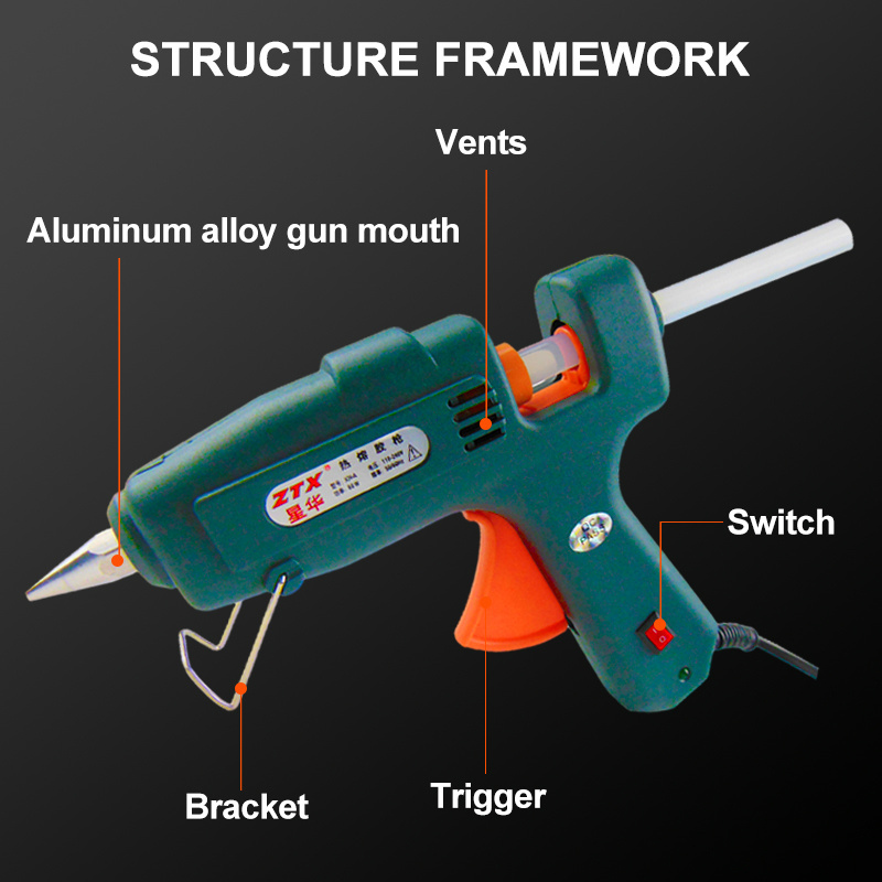 A60W New Product Direct Selling Glue Gun With Glue Sticks Handmade  60W Electric Heating Glue Gun