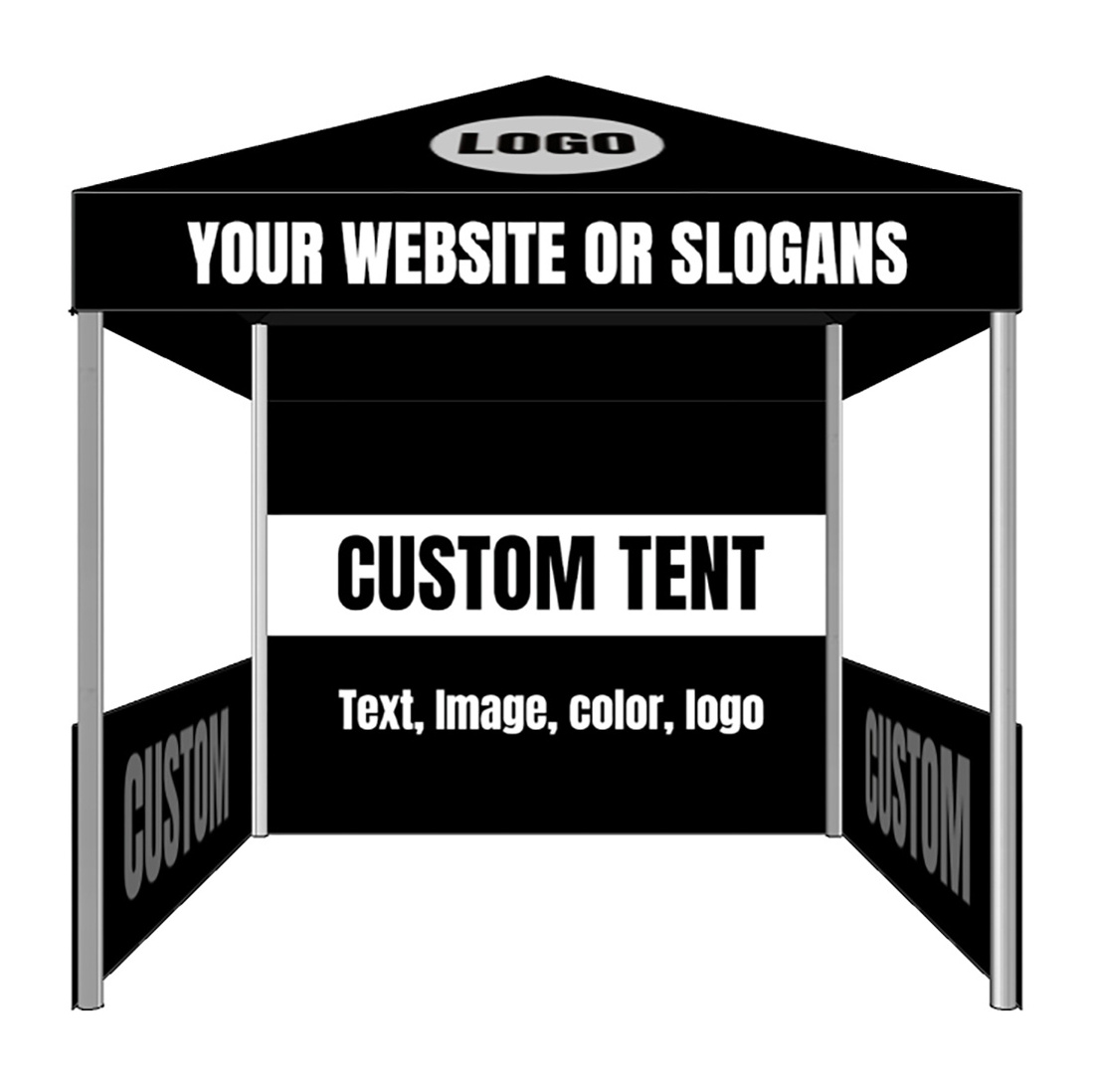 10X10FT Custom Printing Pop Up Canopy Tent Aluminum Frame Custom Marquee Tent with Sidewalls