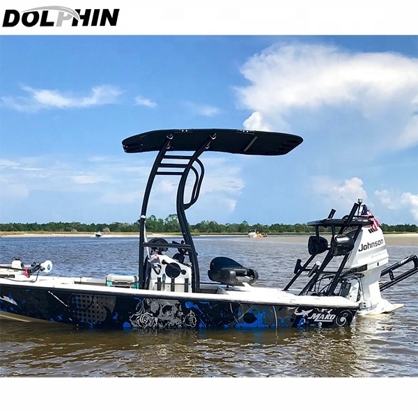 Dolphin Pro2 T TOP Center Console Boat T-TOP Heavy Duty T Top Black Coated Frame with Black Canopy