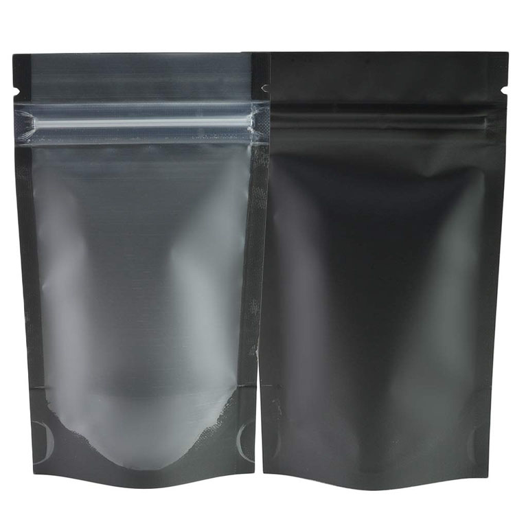 best selling 3x4 4x6 5x7 odorless airtight matte surface custom printed black mylar foil bags zip lock with clear front