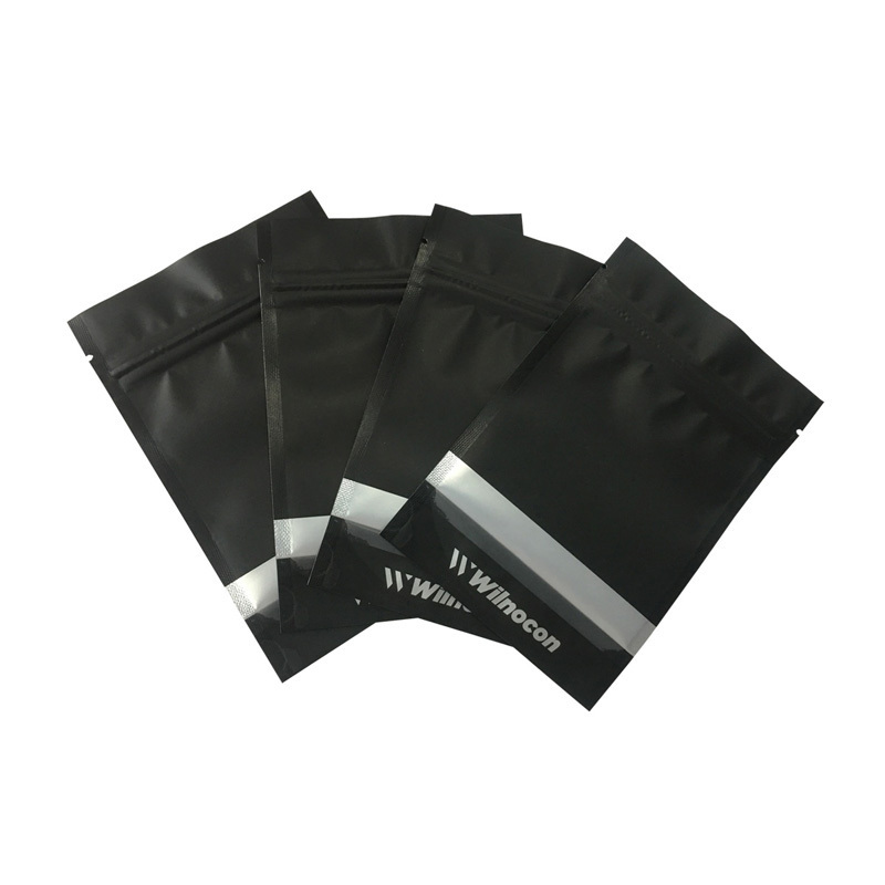 best selling 3x4 4x6 5x7 odorless airtight matte surface custom printed black mylar foil bags zip lock with clear front