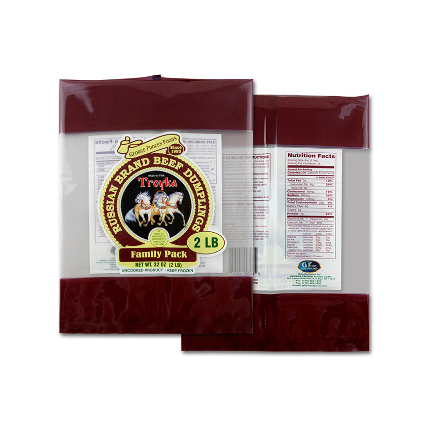 Custom branded moisture proof resealable plastic frozen food packaging bags for fried dough tortillas wholesale