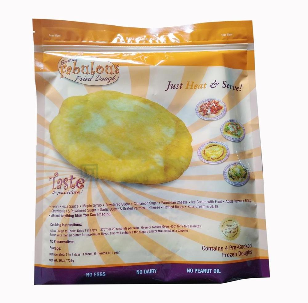 Custom branded moisture proof resealable plastic frozen food packaging bags for fried dough tortillas wholesale