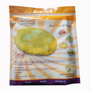 Custom branded moisture proof resealable plastic frozen food packaging bags for fried dough tortillas wholesale