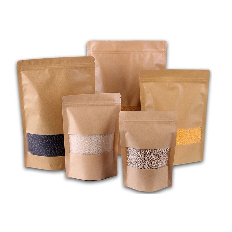 Wholesale Customize Printing Brown Craft Kraft Paper Gift Nuts Food Bag Your Own Logo papier kraft