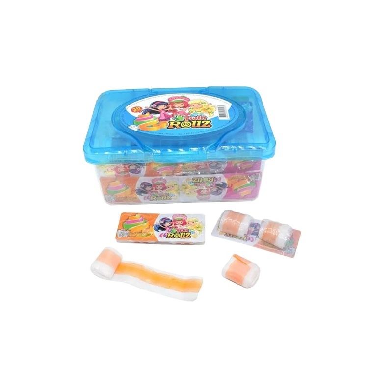 Fruit Flavor Sweet Gummy Candies Soft Roll Shaped Jelly Strawberry Chewy Gummy Candy