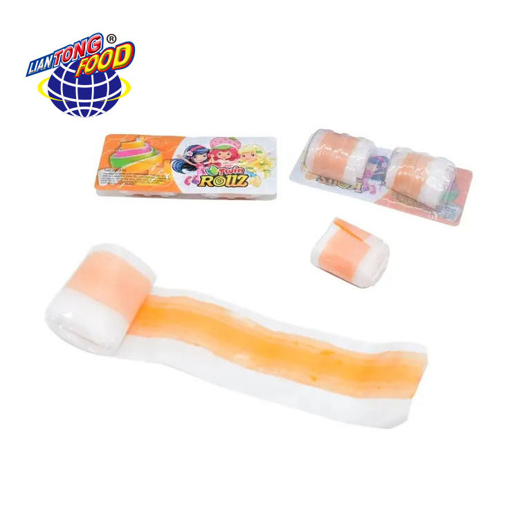 Fruit Flavor Sweet Gummy Candies Soft Roll Shaped Jelly Strawberry Chewy Gummy Candy