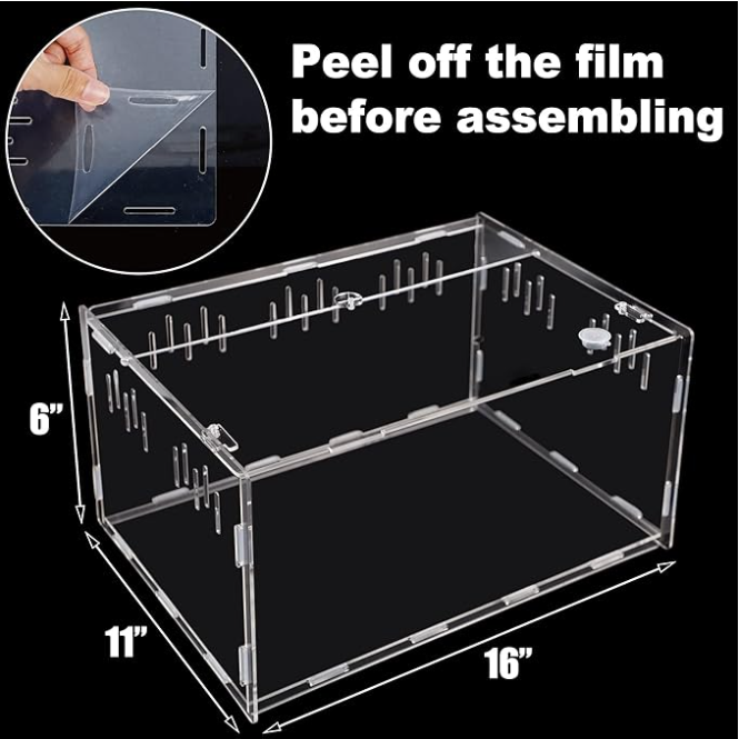 Insect Home Reptile Storage Case Clear Acrylic Reptile Tank Breeding Box Terrarium Cage