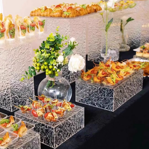 New Arrival Acrylic Buffet Display Rack Nesting Cube Food Stand Set Acrylic Risers for Wedding Packaged