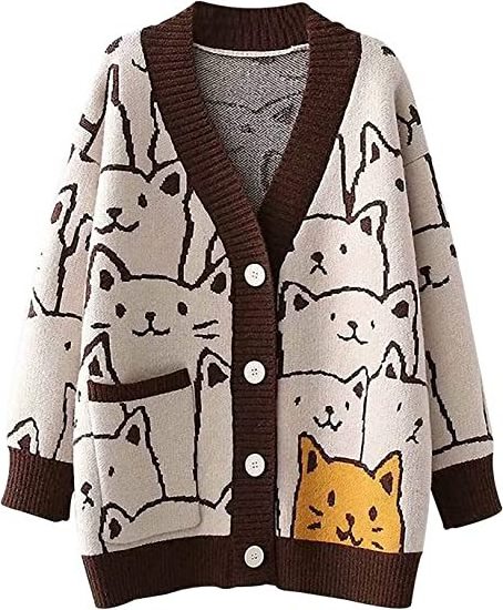 Professional Manufacturer Animal Jacquard Knitwear Cardigan Sweater Women