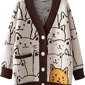 Professional Manufacturer Animal Jacquard Knitwear Cardigan Sweater Women