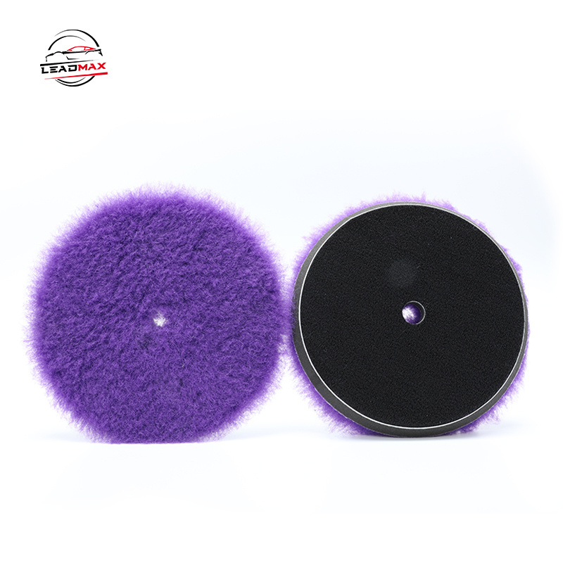 LEADMAX New Arrival 5 Inch Wool Pad High Density Lambs Buffing cr Pad Wool Polishing Pad for Car Polisher