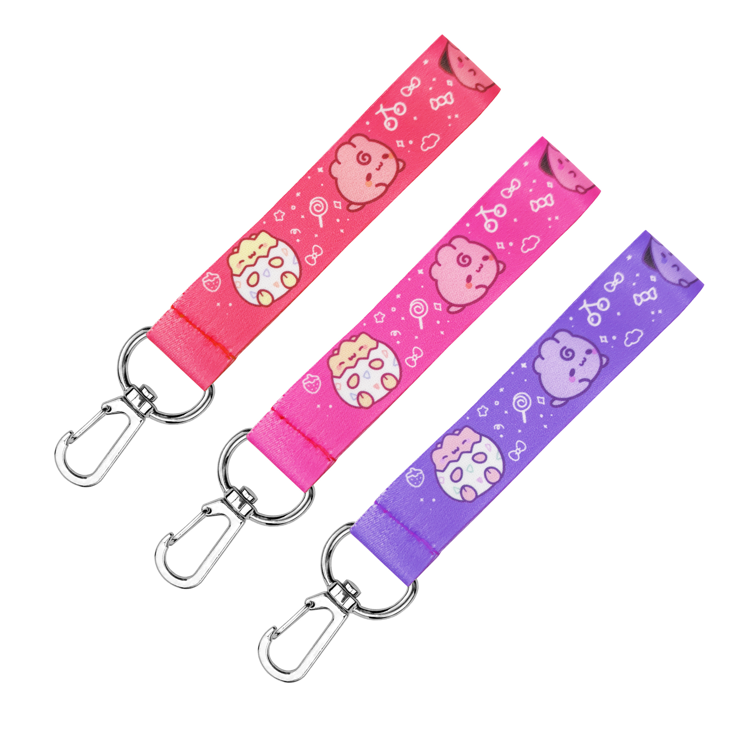 Wholesale bulk designer polyester cute cartoon short wrist strap sublimation wristlet anime lanyard keychain with logo custom