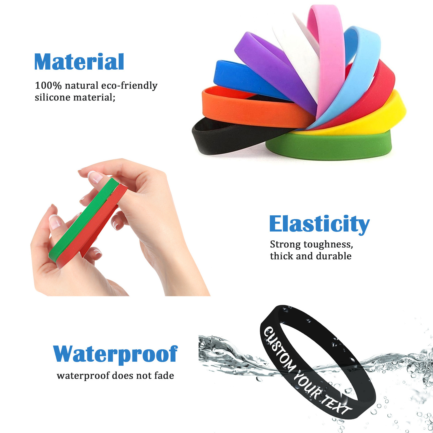 Custom Wrist Band bracelet Make Your Own Rubber silicon Wristbands With Message or Logo for event